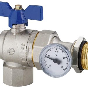 Pair 1¼" Ball Valve angle w/ pipe union and 2 thermostats