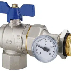 Pair 1¼" Ball Valve angle w/ pipe union and 2 thermostats