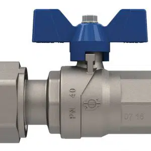 Ball Valve Straight 3/4" F Swivel Blue T Handle