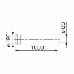 Flue Std Coaxial Extension D.80/125mm L.1000